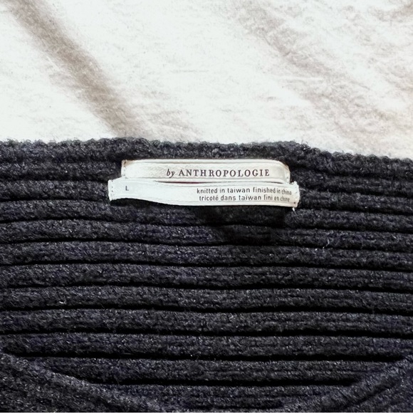 Anthropologie Black Ribbed Boat Neck Crop Sweater, L - Picture 5 of 8